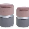SET2 POUF CONTENITORE ROSA GRIGIO - POLINA