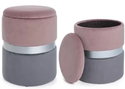 SET2 POUF CONTENITORE ROSA GRIGIO - POLINA