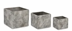 SET3 P.VASO MEILI QUADRATO BASSO GRIGIO
