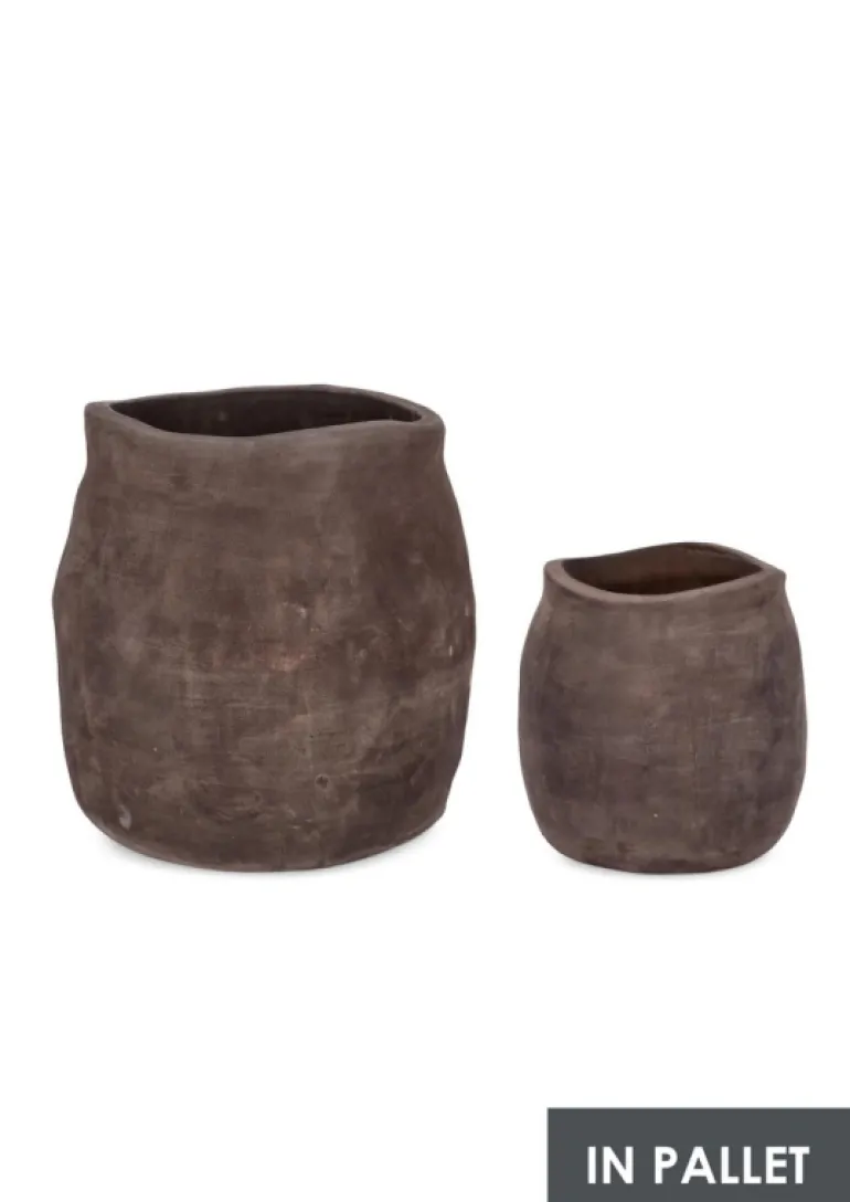 SET2 P.VASO MINH SAGOMATO TERRACOT SCURA