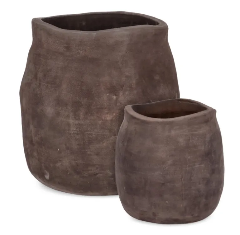 SET2 P.VASO MINH SAGOMATO TERRACOT SCURA