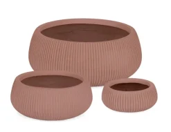 SET3 P.VASO RIBBED BOMB TERRACOTTA BASSO
