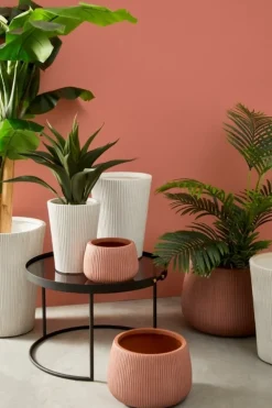 SET3 P.VASO RIBBED BOMB TERRACOTTA ALTO