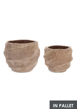 SET2 P.VASO TEIDE BASS TERRACOTTA BRUNIT