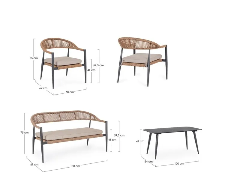 SET4 SALOTTO C-C JANDIA ANTRACIT/NATURAL