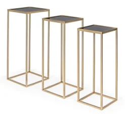 SET3 TAVOLINI IN ACCIAIO COLOR ORO - NUCLEOS