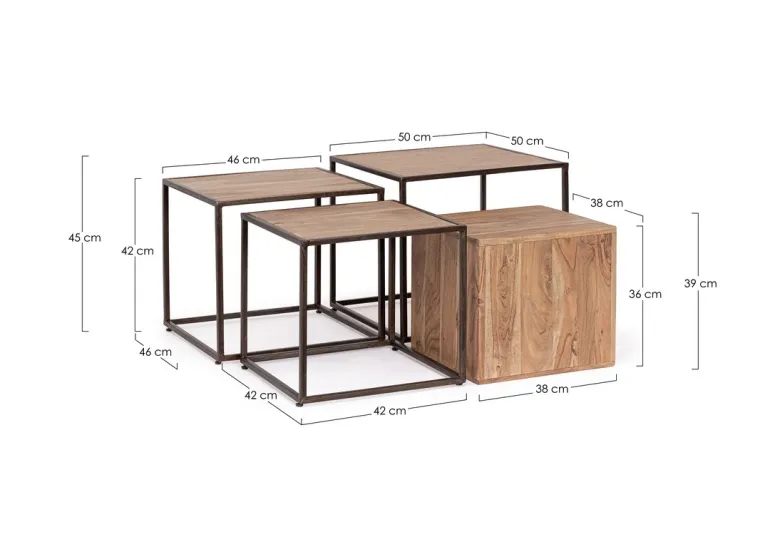 SET4 TAVOLINI IN LEGNO - JANAK