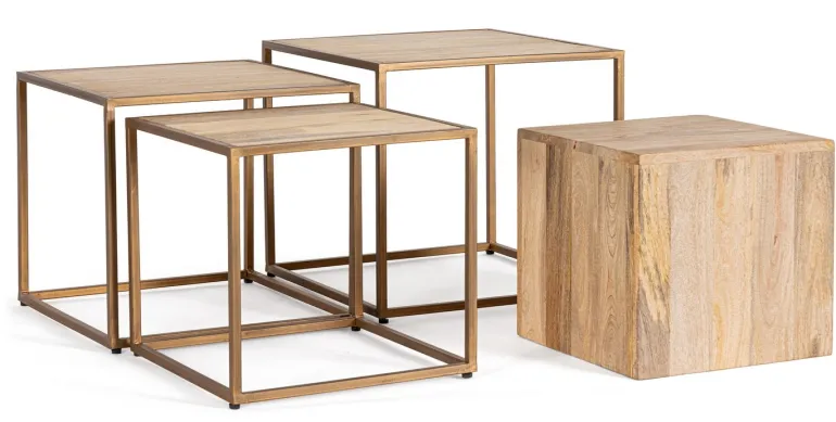 SET4 TAVOLINI IN LEGNO - JAIDEV