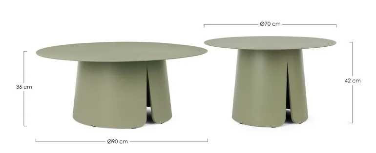 SET2 TAVOLINO BRYAN D70+90 AVOCADO