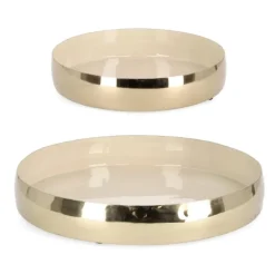 SET2 VASSOIO DECORATIVO VELMA TO ORO BEI