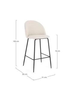 SGABELLO BAR EFFETTO BOUCLE' NERO/AVORIO - CARRY