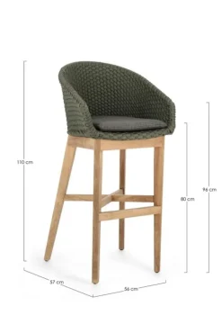 SGABELLO BAR IN CORDA PER ESTERNO VERDE - COACHELLA