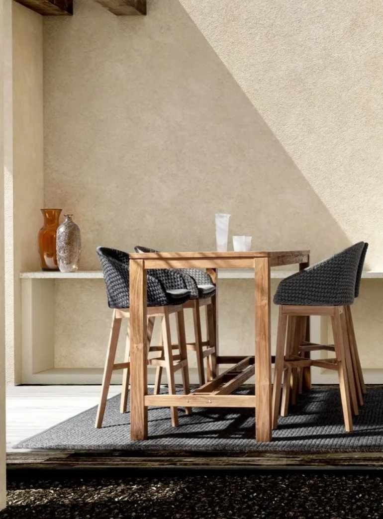 SGABELLO BAR IN CORDA PER ESTERNO ANTRACITE - COACHELLA