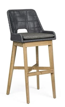 SGABELLO BAR IN CORDA PER ESTERNO COLOR ARDESIA - HESPERIA