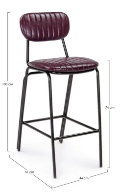 SGABELLO BAR IN ECOPELLE BORDEAUX - DEBBIE