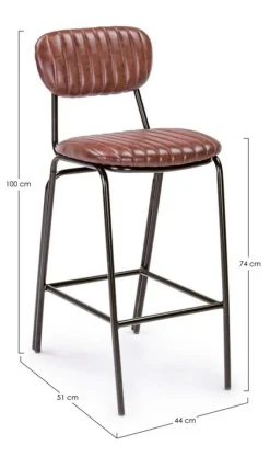 SGABELLO BAR IN ECOPELLE ARANCIO SCURO - DEBBIE