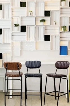 SGABELLO BAR IN ECOPELLE ARANCIO SCURO - DEBBIE