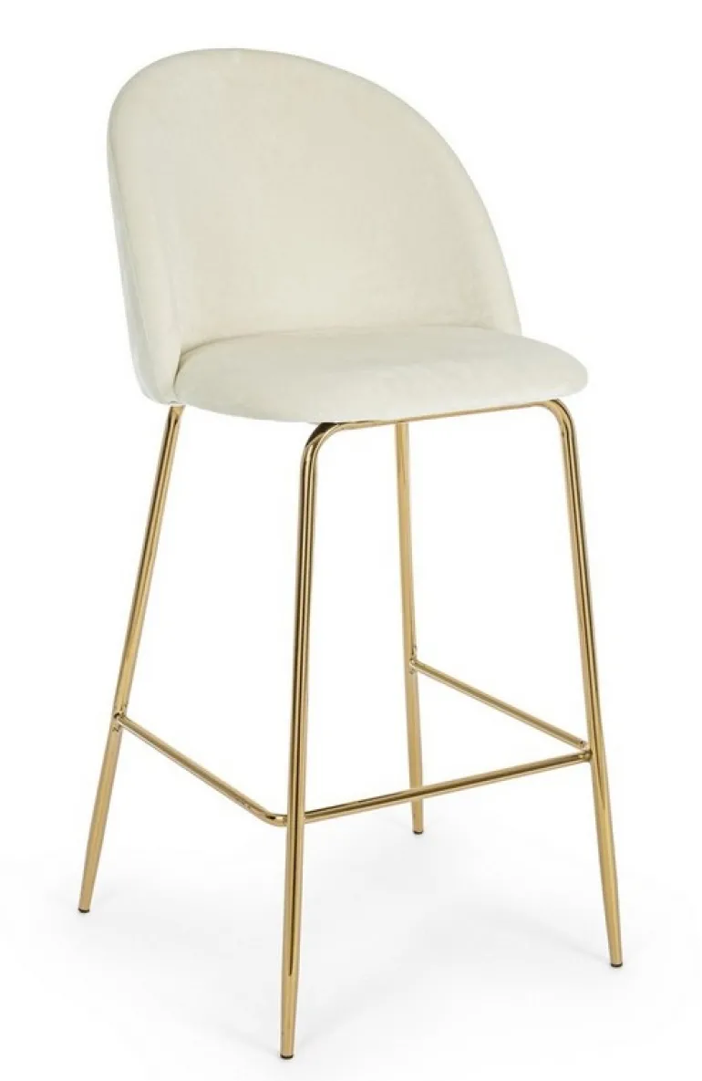 SGABELLO BAR IN VELLUTO BIANCO - CARRY
