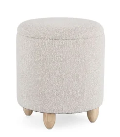 SGABELLO CONTENITORE EFFETTO BOUCLE' GRIGIO CHIARO- ZENA