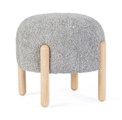 SGABELLO EFFETTO BOUCLE' GRIGIO CHIARO - DAYLA