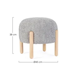 SGABELLO EFFETTO BOUCLE' GRIGIO CHIARO - DAYLA