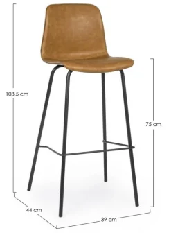 SGABELLO IN ECOPELLE COLOR CUOIO - KYRA