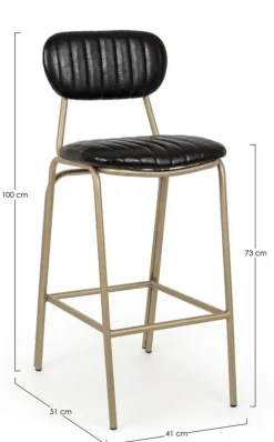 SGABELLO IN ECOPELLE NERO - ADDY