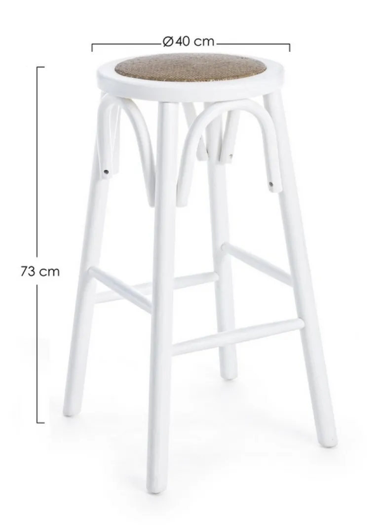 SGABELLO IN LEGNO BIANCO - CIRCLE