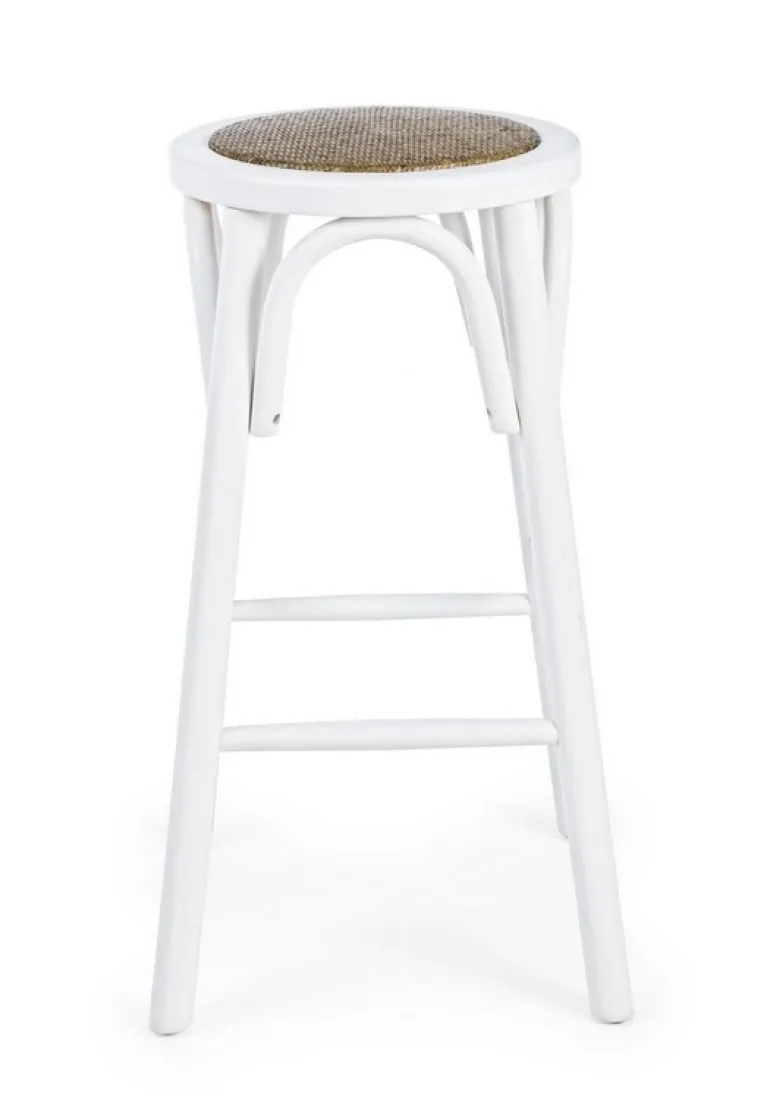 SGABELLO IN LEGNO BIANCO - CIRCLE