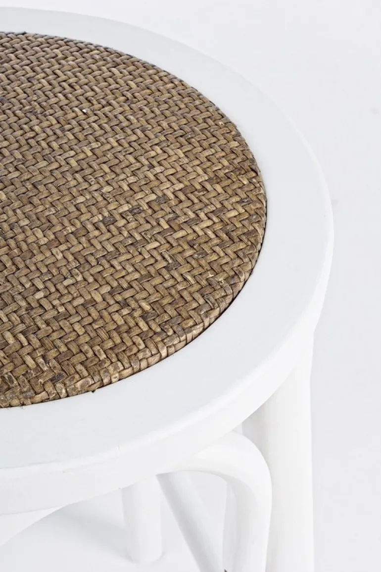 SGABELLO IN LEGNO BIANCO - CIRCLE