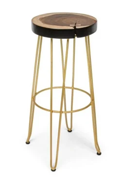 SGABELLO IN LEGNO COLOR ORO - RAKEL