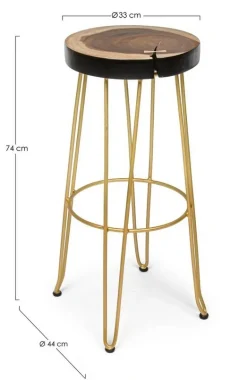 SGABELLO IN LEGNO COLOR ORO - RAKEL