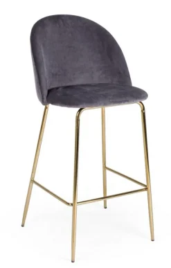 SGABELLO IN VELLUTO GRIGIO SCURO - CARRY