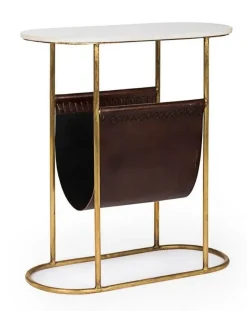 TAVOLINO CON PORTARIVISTE IN METALLO - MARMOL