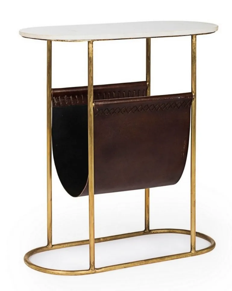 TAVOLINO CON PORTARIVISTE IN METALLO - MARMOL