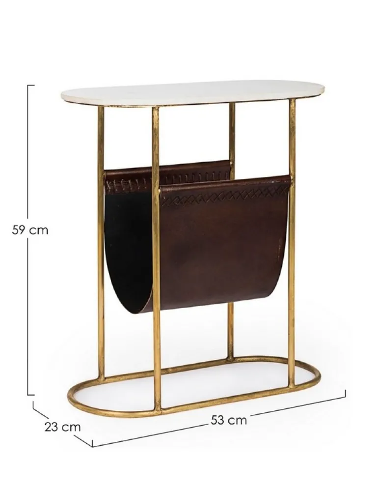 TAVOLINO CON PORTARIVISTE IN METALLO - MARMOL