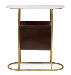 TAVOLINO CON PORTARIVISTE IN METALLO - MARMOL