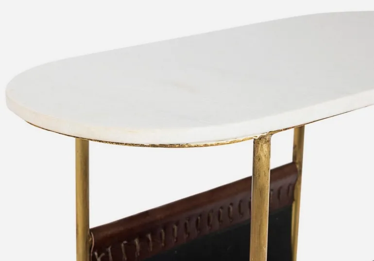 TAVOLINO CON PORTARIVISTE IN METALLO - MARMOL