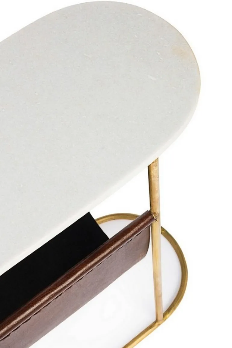 TAVOLINO CON PORTARIVISTE IN METALLO - MARMOL