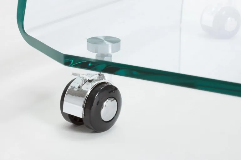 TAVOLINO CON RUOTE QUADRATO IN VETRO - IRIDE