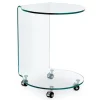TAVOLINO CON RUOTE ROTONDO IN VETRO - IRIDE