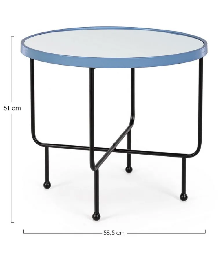 TAVOLINO IN ACCIAIO CON SPECCHIO AZZURRO - PAINTER