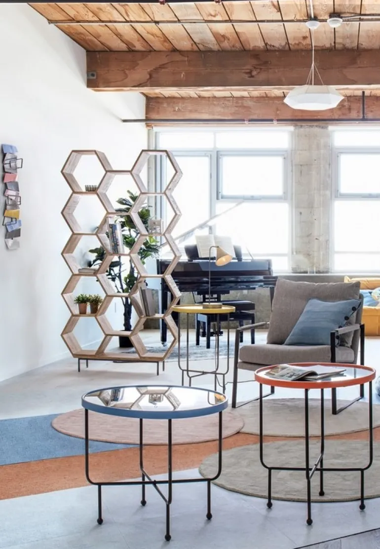 TAVOLINO IN ACCIAIO CON SPECCHIO AZZURRO - PAINTER