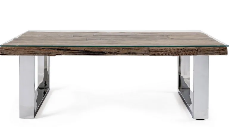 TAVOLINO IN LEGNO CON VETRO 110X60 - STANTON