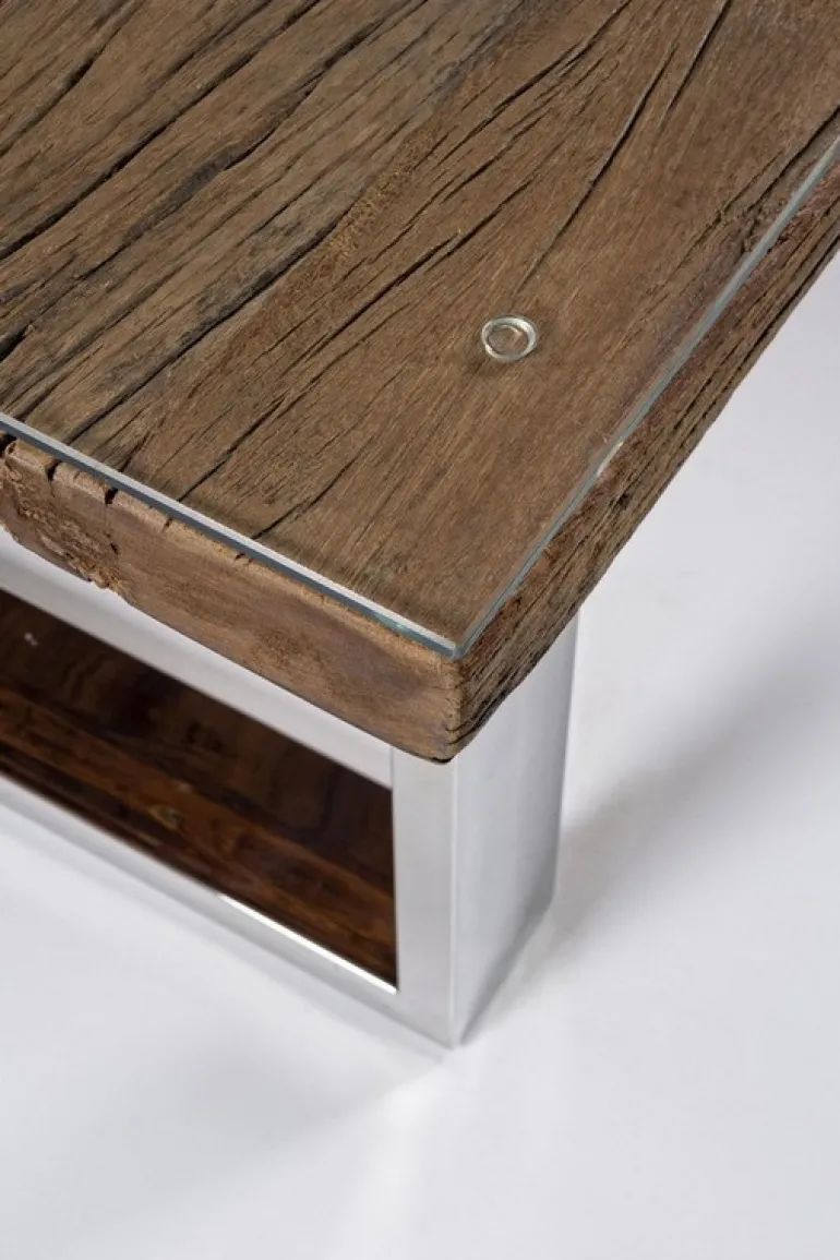 TAVOLINO IN LEGNO CON VETRO 110X60 - STANTON