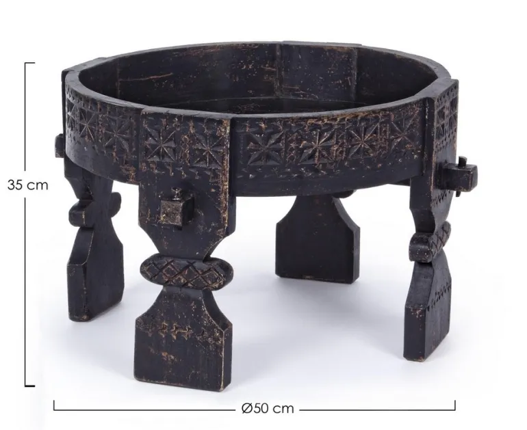 TAVOLINO IN LEGNO D50 NERO - YASIR