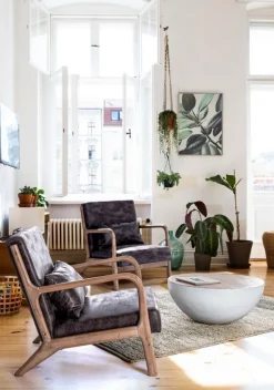 TAVOLINO IN LEGNO RICICLATO BIANCO D90 - LANCASTER