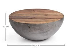 TAVOLINO IN LEGNO RICICLATO GRIGIO D70 - LANCASTER