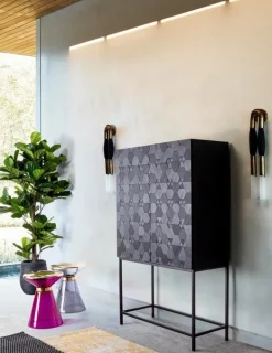 TAVOLINO IN VETRO GRIGIO D36 - MERIEL