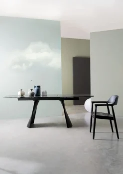 TAVOLO ALL OLIVER VETRO 180-220X90